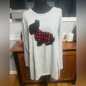 Catherines Light Gray Cotton Sweater With Scottie Dog Emblem EUC